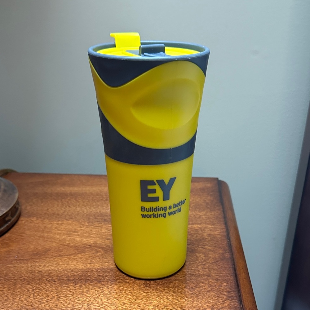 Yellow and Gray EY Travel Mug